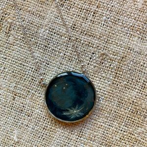 Dark Moon Necklace — Handmade from Resin+Sterling Silver — adjusts from 15-18”